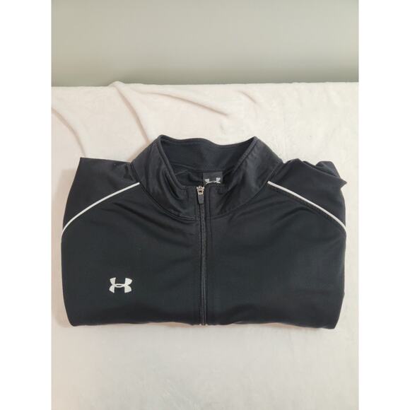 Under Armour Full Zip Jacket Mens 2XL Black Soft Shell Long Sleeve Windbreaker - Picture 1 of 11